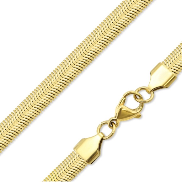 Gold Snake Chain Necklace 18” Width 6mm | waterproof, layering, casual, formal - Picture 3 of 3